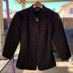 Dress Barn Collection Textured Black Zip Suit Jacket